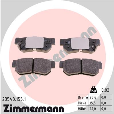 Комплект гальмівних накладок, дискове гальмо   23543.155.1   ZIMMERMANN
