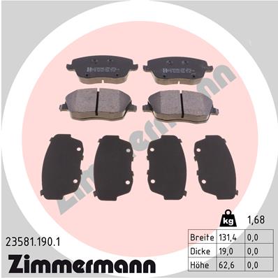 Комплект гальмівних накладок, дискове гальмо   23581.190.1   ZIMMERMANN