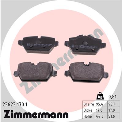 Комплект тормозных колодок, дисковый тормоз   23623.170.1   ZIMMERMANN