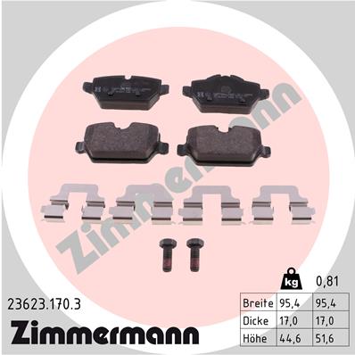 Комплект гальмівних накладок, дискове гальмо   23623.170.3   ZIMMERMANN