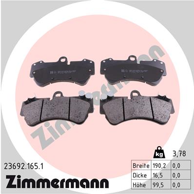 Комплект тормозных колодок, дисковый тормоз   23692.165.1   ZIMMERMANN