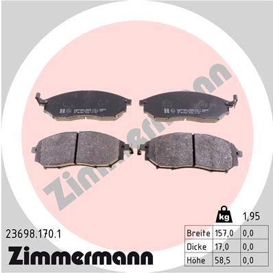 Комплект гальмівних накладок, дискове гальмо   23698.170.1   ZIMMERMANN