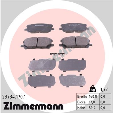 Комплект гальмівних накладок, дискове гальмо   23734.170.1   ZIMMERMANN