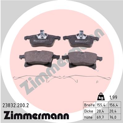 Комплект гальмівних накладок, дискове гальмо   23832.200.2   ZIMMERMANN