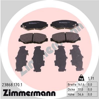 Комплект гальмівних накладок, дискове гальмо   23868.170.1   ZIMMERMANN