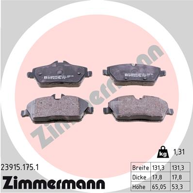 Комплект тормозных колодок, дисковый тормоз   23915.175.1   ZIMMERMANN