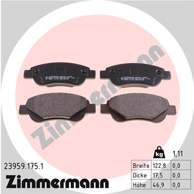 Комплект гальмівних накладок, дискове гальмо   23959.175.1   ZIMMERMANN