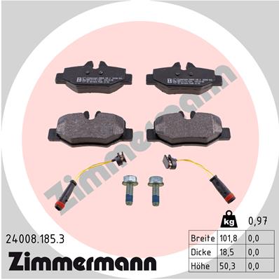 Комплект гальмівних накладок, дискове гальмо   24008.185.3   ZIMMERMANN