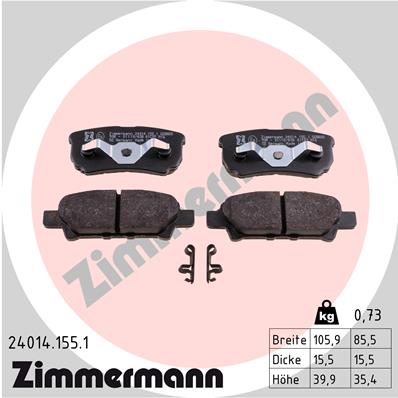 Комплект гальмівних накладок, дискове гальмо   24014.155.1   ZIMMERMANN