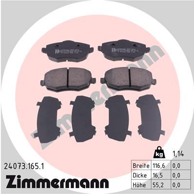 Комплект гальмівних накладок, дискове гальмо   24073.165.1   ZIMMERMANN