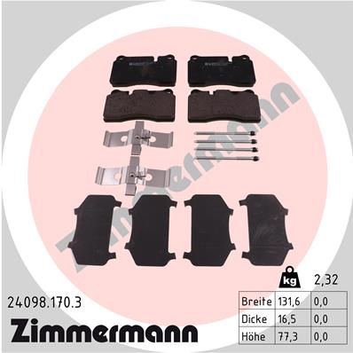 Комплект гальмівних накладок, дискове гальмо   24098.170.3   ZIMMERMANN