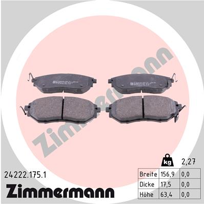 Комплект гальмівних накладок, дискове гальмо   24222.175.1   ZIMMERMANN