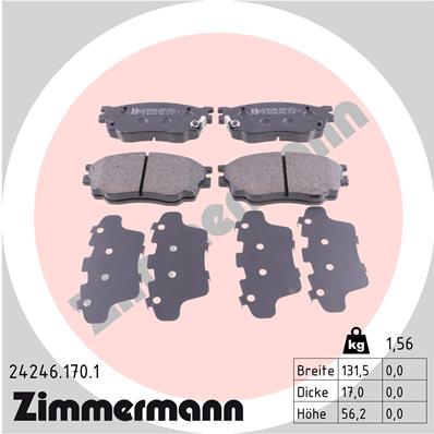 Комплект гальмівних накладок, дискове гальмо   24246.170.1   ZIMMERMANN