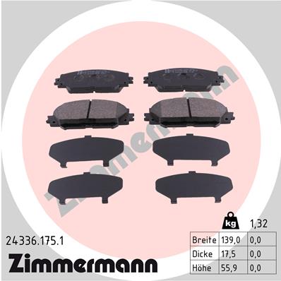 Комплект тормозных колодок, дисковый тормоз   24336.175.1   ZIMMERMANN
