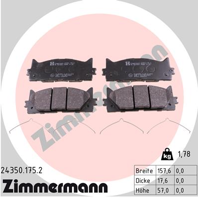 Комплект гальмівних накладок, дискове гальмо   24350.175.2   ZIMMERMANN