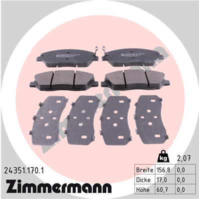 Комплект гальмівних накладок, дискове гальмо   24351.170.1   ZIMMERMANN
