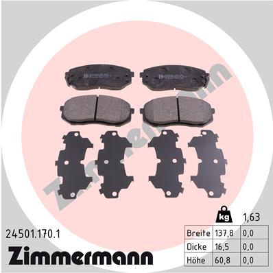 Комплект тормозных колодок, дисковый тормоз   24501.170.1   ZIMMERMANN