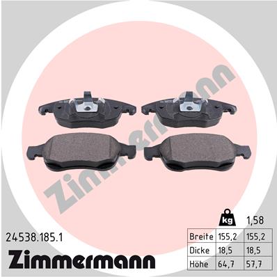 Комплект гальмівних накладок, дискове гальмо   24538.185.1   ZIMMERMANN