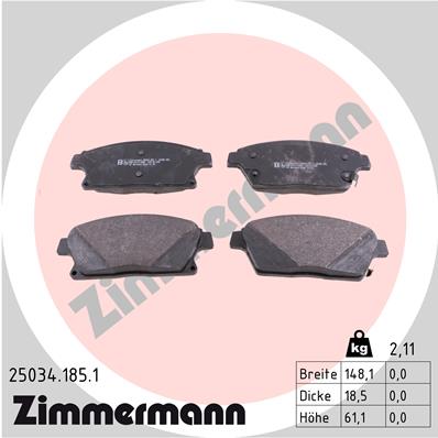 Комплект тормозных колодок, дисковый тормоз   25034.185.1   ZIMMERMANN