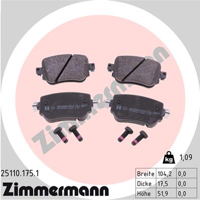 Комплект гальмівних накладок, дискове гальмо   25110.175.1   ZIMMERMANN