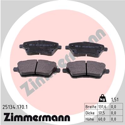 Комплект гальмівних накладок, дискове гальмо   25134.170.1   ZIMMERMANN