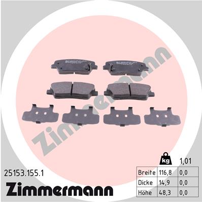 Комплект гальмівних накладок, дискове гальмо   25153.155.1   ZIMMERMANN