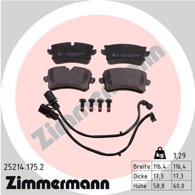 Комплект гальмівних накладок, дискове гальмо   25214.175.2   ZIMMERMANN