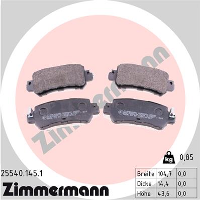 Комплект гальмівних накладок, дискове гальмо   25540.145.1   ZIMMERMANN