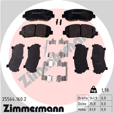 Комплект гальмівних накладок, дискове гальмо   25564.160.2   ZIMMERMANN