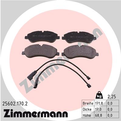 Комплект гальмівних накладок, дискове гальмо   25602.170.2   ZIMMERMANN
