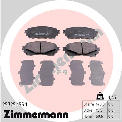 Комплект гальмівних накладок, дискове гальмо   25725.155.1   ZIMMERMANN