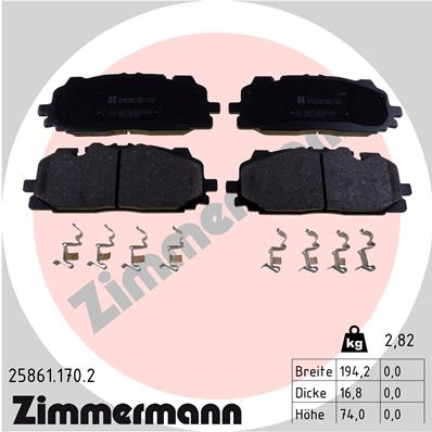 Комплект тормозных колодок, дисковый тормоз   25861.170.2   ZIMMERMANN
