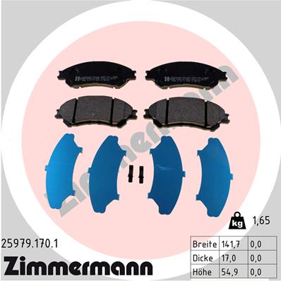 Комплект гальмівних накладок, дискове гальмо   25979.170.1   ZIMMERMANN