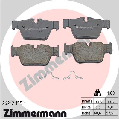 Комплект гальмівних накладок, дискове гальмо   26212.155.1   ZIMMERMANN