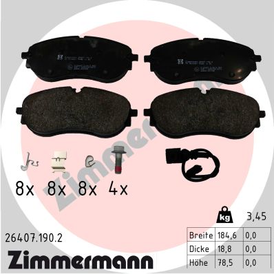 Комплект тормозных колодок, дисковый тормоз   26407.190.2   ZIMMERMANN