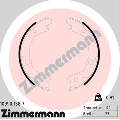Комплект тормозных колодок, стояночная тормозная система   10990.158.7   ZIMMERMANN
