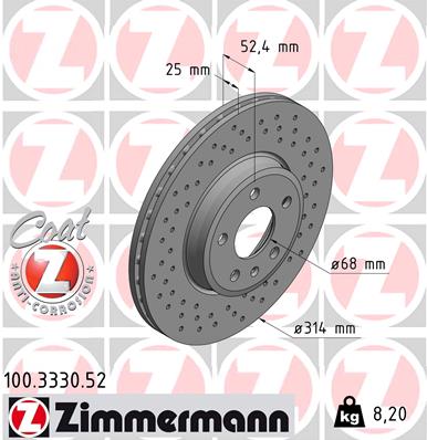 Тормозной диск   100.3330.52   ZIMMERMANN