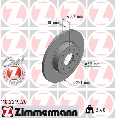 Гальмівний диск   110.2219.20   ZIMMERMANN