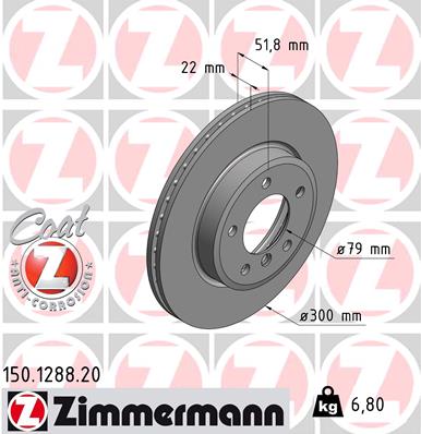 Гальмівний диск   150.1288.20   ZIMMERMANN