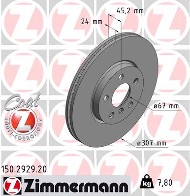 Тормозной диск   150.2929.20   ZIMMERMANN