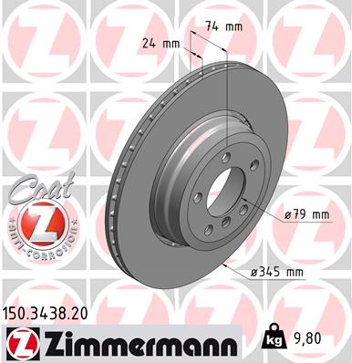 Тормозной диск   150.3438.20   ZIMMERMANN