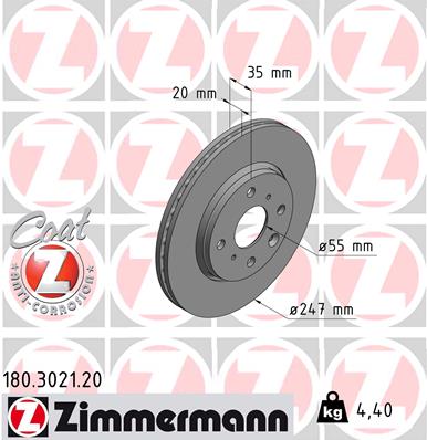Тормозной диск   180.3021.20   ZIMMERMANN