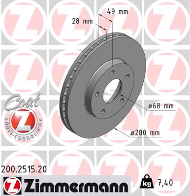 Тормозной диск   200.2515.20   ZIMMERMANN