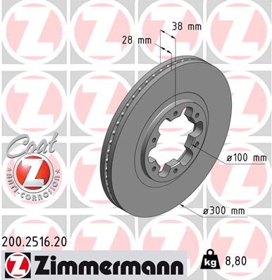 Тормозной диск   200.2516.20   ZIMMERMANN