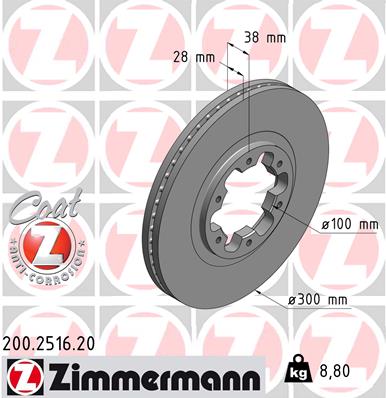 Гальмівний диск   200.2516.20   ZIMMERMANN