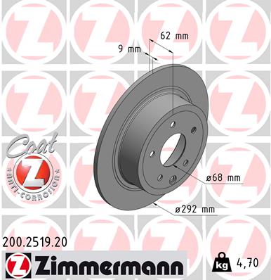 Гальмівний диск   200.2519.20   ZIMMERMANN