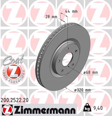 Тормозной диск   200.2522.20   ZIMMERMANN