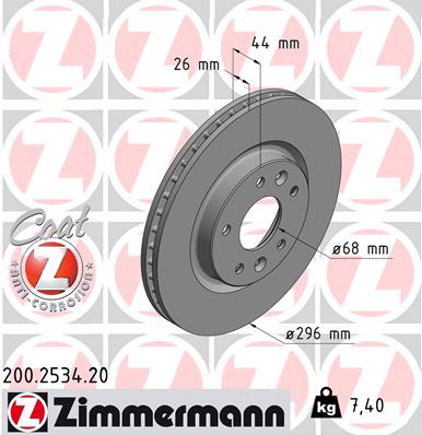 Тормозной диск   200.2534.20   ZIMMERMANN