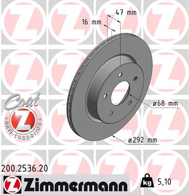 Тормозной диск   200.2536.20   ZIMMERMANN