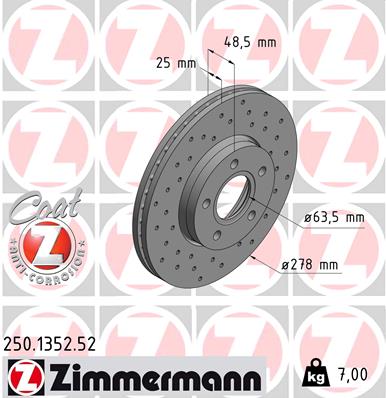 Тормозной диск   250.1352.52   ZIMMERMANN